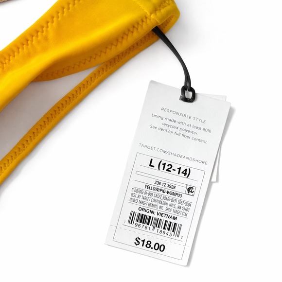 Shade & Shore Yellow One Shoulder Bikini Set Size L/34D NWT Braided Strap Swim - Picture 5 of 6